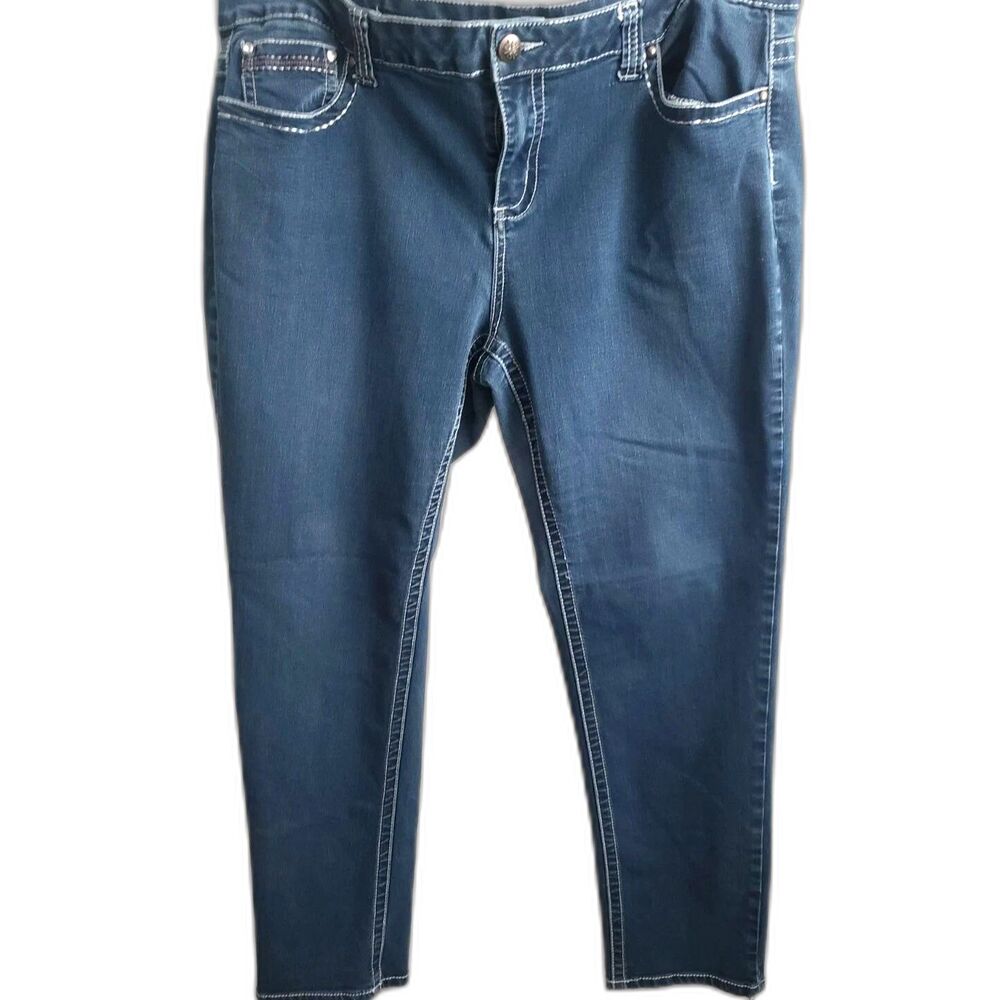 ZCO Jeans Size 22 Blue Stretch Denim Distressed Wear